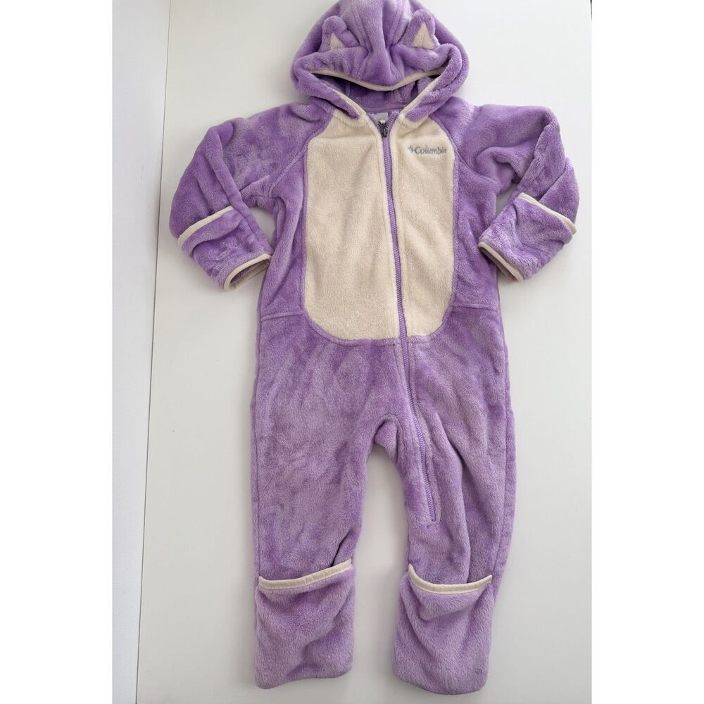 Columbia Baby 18-24M Purple Fleece Bunting Hooded Animal Ears Snowsuit - Picture 12 of 12